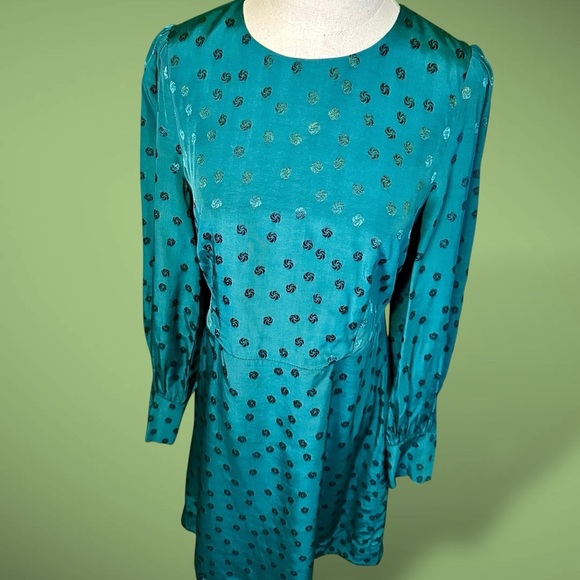 J. Crew ‘Shift Dress in Jacquard Floral Dot’ in “Dark Spruce” Green Size 4 - Picture 5 of 16